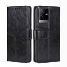 For vivo T2x 5G/Y73t/iQOO Z6x Geometric Stitching Horizontal Flip Leather Phone Case(Black) - 1