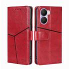 For Honor Play 40 Plus Geometric Stitching Horizontal Flip Leather Phone Case(Red) - 1