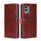 For Nokia X30 5G Geometric Stitching Horizontal Flip Leather Phone Case(Dark Brown) - 1