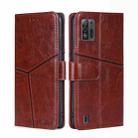 For ZTE Blade A52 Lite Geometric Stitching Horizontal Flip Leather Phone Case(Dark Brown) - 1