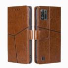 For ZTE Blade A52 Lite Geometric Stitching Horizontal Flip Leather Phone Case(Light Brown) - 1