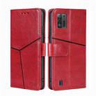 For ZTE Blade A52 Lite Geometric Stitching Horizontal Flip Leather Phone Case(Red) - 1