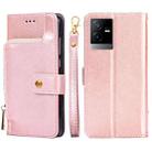 For vivo T2x 5G/Y73t/iQOO Z6x Zipper Bag Leather Phone Case(Rose Gold) - 1