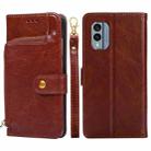 For Nokia X30 5G Zipper Bag Leather Phone Case(Brown) - 1