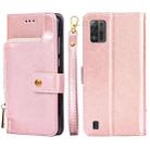 For ZTE Blade A52 Lite Zipper Bag Leather Phone Case(Rose Gold) - 1