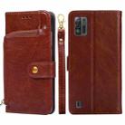 For ZTE Blade A52 Lite Zipper Bag Leather Phone Case(Brown) - 1