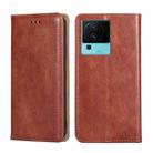 For vivo iQOO Neo7 Gloss Oil Solid Color Magnetic Leather Phone Case(Brown) - 1