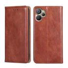 For Realme 9i 5G Global/10 5G Gloss Oil Solid Color Magnetic Leather Phone Case(Brown) - 1