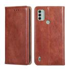 For Nokia C31 Gloss Oil Solid Color Magnetic Leather Phone Case(Brown) - 1