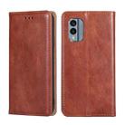 For Nokia X30 5G Gloss Oil Solid Color Magnetic Leather Phone Case(Brown) - 1