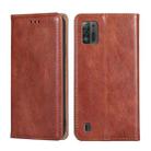 For ZTE Blade A52 Lite Gloss Oil Solid Color Magnetic Leather Phone Case(Brown) - 1
