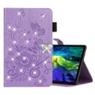 For iPad Pro 11 (2020) Diamond Encrusted Butterflies Embossing Pattern Horizontal Flip Leather Tablet Case with Holder & Card Slot(Purple) - 1