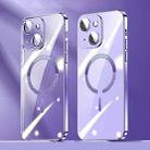 For iPhone 14 Lens Protector MagSafe Electroplated PC Phone Case(Purple) - 1