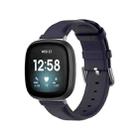 For Fitbit Versa 3 / Sense Genuine Leather Watch Band(Navy Blue) - 1