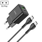 hoco N28 Founder PD 20W USB-C/Type-C+USB Charger with USB-C/Type-C to USB-C/Type-C Cable, EU Plug(Black) - 1