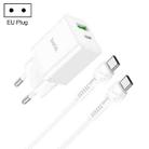 hoco N28 Founder PD 20W USB-C/Type-C+USB Charger with USB-C/Type-C to USB-C/Type-C Cable, EU Plug(White) - 1