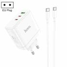 hoco N30 Glory PD 65W USB+ Dual USB-C/Type-C Interface Fast Charge Charger with USB-C/Type-C to USB-C/Type-C Cable, EU Plug(White) - 1