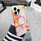 For iPhone 14 MagSafe Magnetic Watercolor TPU Phone Case(Orange White) - 1