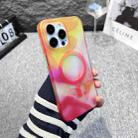 For iPhone 14 Plus MagSafe Magnetic Watercolor TPU Phone Case(Orange Red) - 1