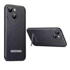 For iPhone 14 SULADA Famous Artisan Series Litchi Leather PC + TPU Phone Case(Black) - 1