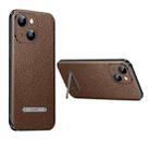 For iPhone 14 SULADA Famous Artisan Series Litchi Leather PC + TPU Phone Case(Brown) - 1