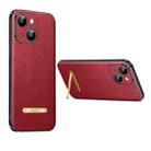 For iPhone 14 Plus SULADA Famous Artisan Series Litchi Leather PC + TPU Phone Case(Red) - 1