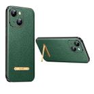 For iPhone 14 Plus SULADA Famous Artisan Series Litchi Leather PC + TPU Phone Case(Dark Green) - 1