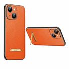 For iPhone 14 Plus SULADA Famous Artisan Series Litchi Leather PC + TPU Phone Case(Orange) - 1