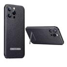 For iPhone 14 Pro SULADA Famous Artisan Series Litchi Leather PC + TPU Phone Case(Black) - 1