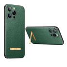 For iPhone 14 Pro SULADA Famous Artisan Series Litchi Leather PC + TPU Phone Case(Dark Green) - 1