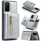 For Samsung Galaxy Note20 DG.MING M3 Series Glitter Powder Card Bag Leather Case(Silver) - 1