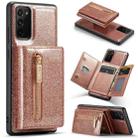 For Samsung Galaxy Note20 DG.MING M3 Series Glitter Powder Card Bag Leather Case(Rose Gold) - 1