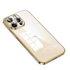 For iPhone 14 Pro Max SULADA Shine Through Series Plating TPU Transparent Phone Protective Case(Gold) - 1