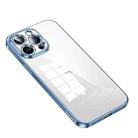 For iPhone 14 Pro Max SULADA Shine Through Series Plating TPU Transparent Phone Protective Case(Sierra Blue) - 1