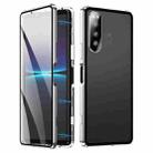 For Sony Xperia 5 IV HD Magnetic Metal Tempered Glass Phone Case(Silver) - 1