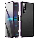 For Sony Xperia 5 IV HD Magnetic Metal Tempered Glass Phone Case(Purple) - 1