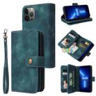 For iPhone 12 Pro Multifunctional Card Slot Zipper Wallet Flip Leather Phone Case(Blue) - 1