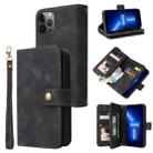 For iPhone 14 Plus Multifunctional Card Slot Zipper Wallet Flip Leather Phone Case(Black) - 1