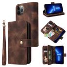 For iPhone 14 Plus Multifunctional Card Slot Zipper Wallet Flip Leather Phone Case(Brown) - 1