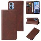 For Motorola Moto E22/E22i Magnetic Closure Leather Phone Case(Brown) - 1