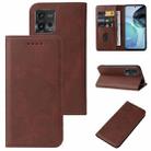 For Motorola Moto G72 Magnetic Closure Leather Phone Case(Brown) - 1