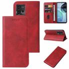 For Motorola Moto G72 Magnetic Closure Leather Phone Case(Red) - 1