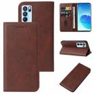 For OPPO Reno6 Pro 5G Magnetic Closure Leather Phone Case(Brown) - 1