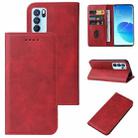 For OPPO Reno6 Pro 5G Magnetic Closure Leather Phone Case(Red) - 1