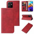 For vivo Y22s/Y22/Y35 Magnetic Closure Leather Phone Case(Red) - 1