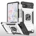 For Google Pixel 6A Magnetic Armor Shockproof TPU + PC Phone Case with Metal Ring Holder(Silver) - 1