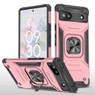 For Google Pixel 6A Magnetic Armor Shockproof TPU + PC Phone Case with Metal Ring Holder(Rose Gold) - 1