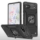 For Google Pixel 6A Magnetic Armor Shockproof TPU + PC Phone Case with Metal Ring Holder(Black) - 1