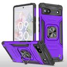 For Google Pixel 6A Magnetic Armor Shockproof TPU + PC Phone Case with Metal Ring Holder(Purple) - 1