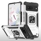 For Google Pixel 7 Magnetic Armor Shockproof TPU + PC Phone Case with Metal Ring Holder(Silver) - 1